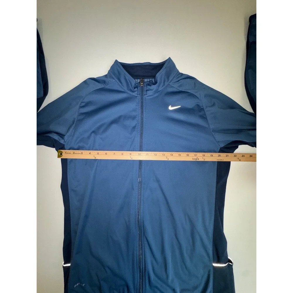 Nike Element Running Jacket Mens Large Blue Dri-FIT Full Zip Reflective Athletic